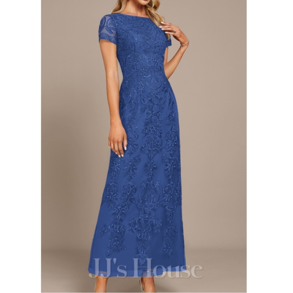 NWT JJ's House A-line Boat Neck Ankle-Length Lace Evening Dress With Sequins 10